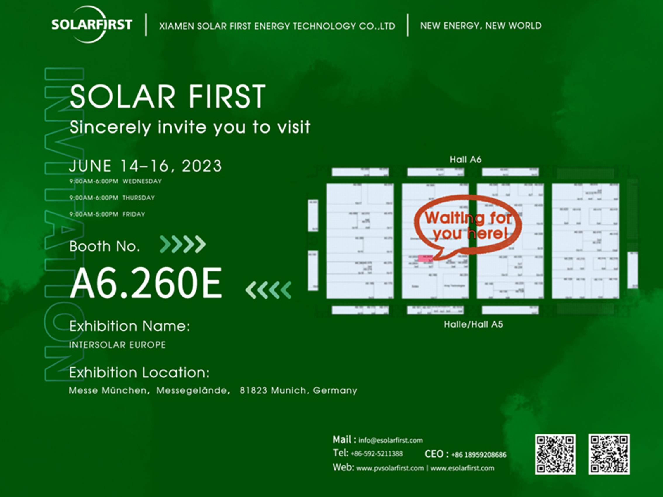 Invitación a la exposición: ¡Solar First te espera en Intersolar Europe 2023!